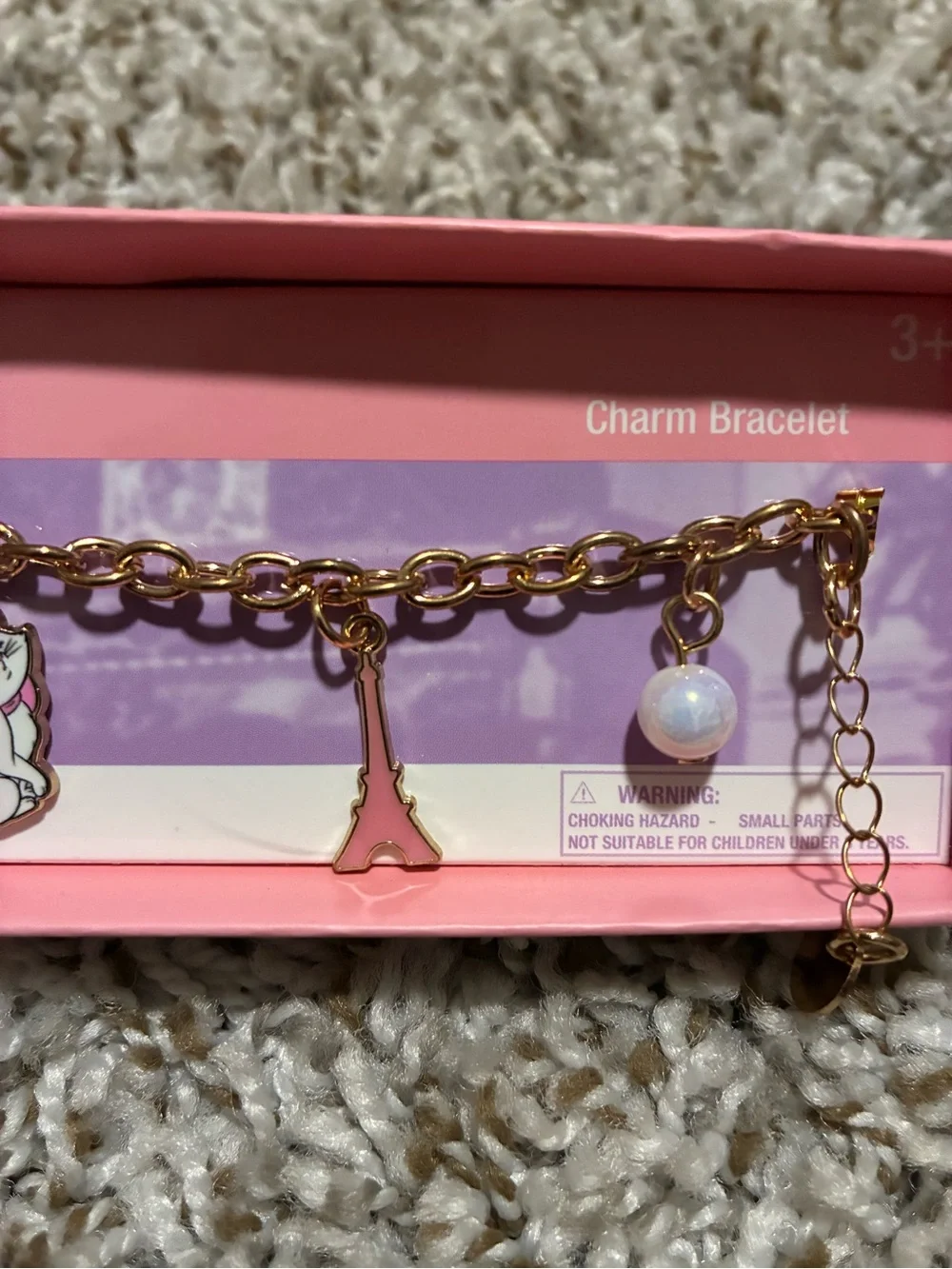 Disney The Aristocats Pink and Gold Charm Bracelet